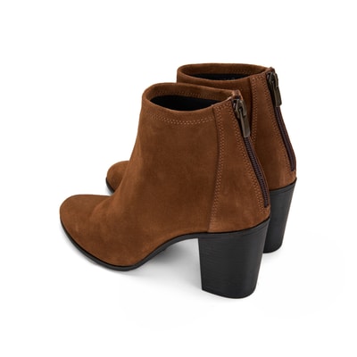 Kadın Taba Fermuarlı Topuklu Süet Bot