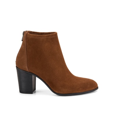 Kadın Taba Fermuarlı Topuklu Süet Bot