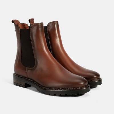 Kadın Taba Kalın Topuklu Deri Bot