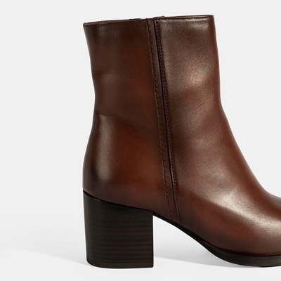 Kadın Taba Kalın Topuklu Deri Bot