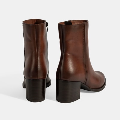 Kadın Taba Kalın Topuklu Deri Bot