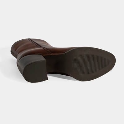 Kadın Taba Kalın Topuklu Deri Bot