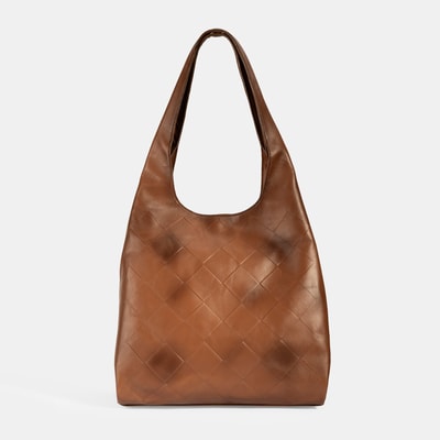 Kadın Taba Monogram Baskılı Deri Omuz Çantası