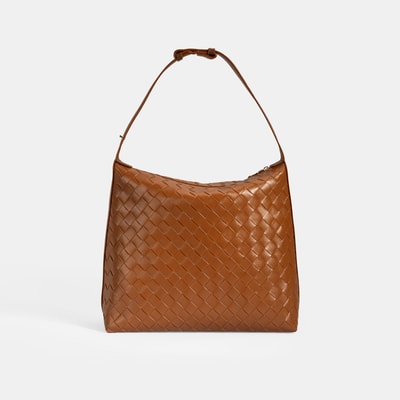 Kadın Taba Örgü Baskılı Omuz Çantası