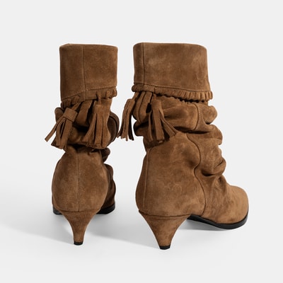 Kadın Taba Püskül Detaylı Süet Topuklu Bot