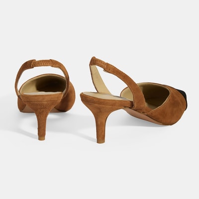Kadın Taba Slingback Süet Topuklu Ayakkabı 