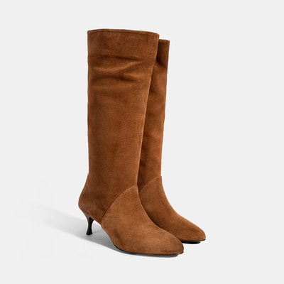 Kadın Taba Süet Deri Çizme