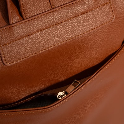 Kadın Taba Süet Detaylı Fermuarlı Sırt Çantası