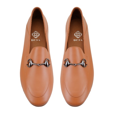 Kadın Taba Toka Aksesuarlı Deri Babet