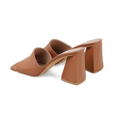 Kadın Taba Topuklu Napa Deri Terlik