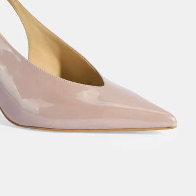 Kadın Ten Ayarlanabilir Taşlı Toka Detaylı Rugan Topuklu Ayakkabı