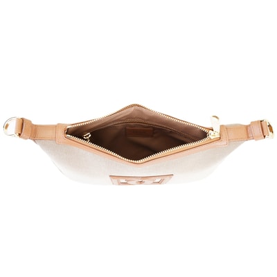 Kadın Ten Deri Biyeli Kanvas Omuz Çantası