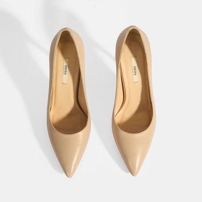 Kadın Ten Deri Topuklu Klasik Ayakkabı