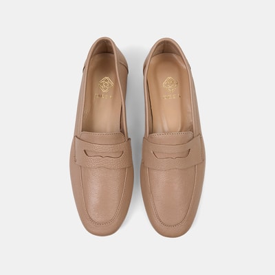 Kadın Ten Yuvarlak Burun Deri Loafer