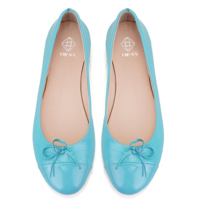 Kadın Turkuaz Kroko Baskılı Deri Babet