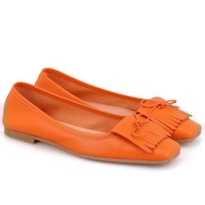 Kadın Turuncu Deri Babet