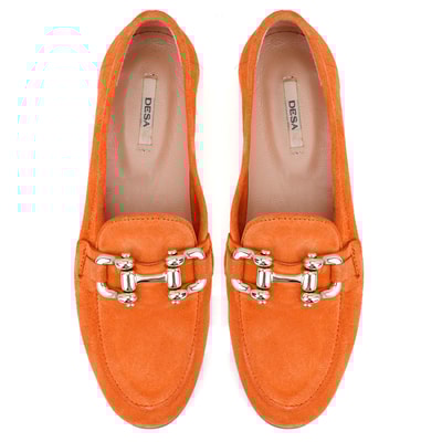 Kadın Turuncu Süet Deri Loafer