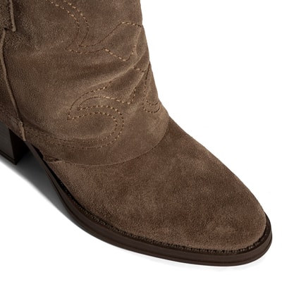 Kadın Vizon İşleme Detaylı Kalın Topuklu Bot