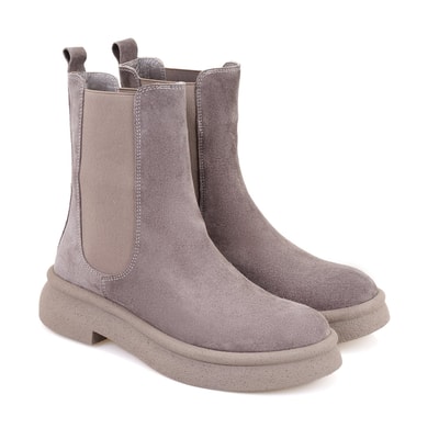 Kadın Vizon Lastikli Nubuk Deri Chelsea Bot