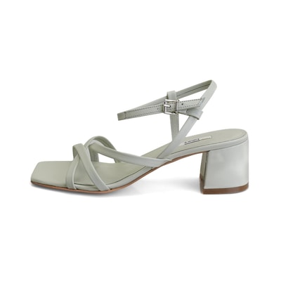 Kadın Yeşil Ayarlanabilir Tokalı Topuklu Deri Sandalet