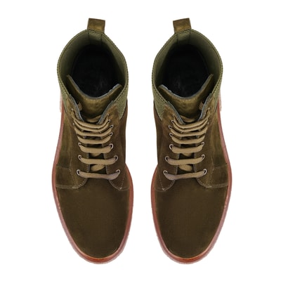 Kadın Yeşil Bağcıklı Süet Deri Postal Bot