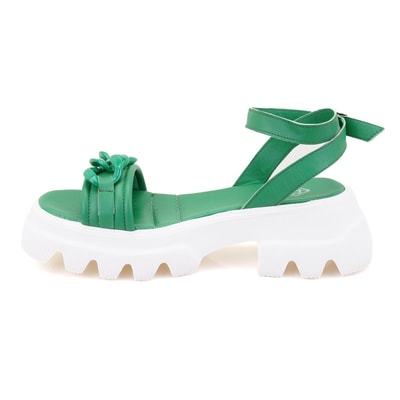 Kadın Yeşil Deri Sandalet