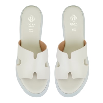 Kadın Yeşil Dolgu Topuklu Deri Terlik