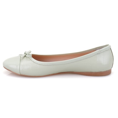 Kadın Yeşil Kroko Baskılı Deri Babet