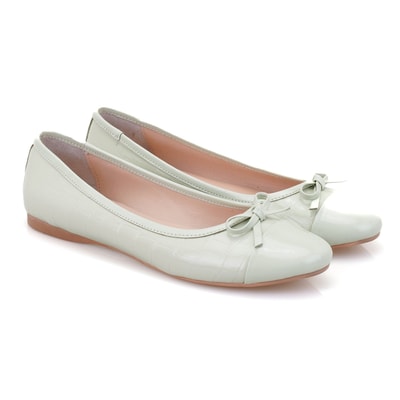 Kadın Yeşil Kroko Baskılı Deri Babet