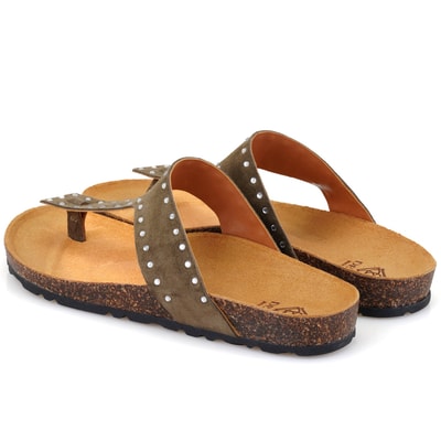 Kadın Yeşil Parmak Arası Süet Deri Terlik