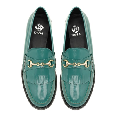 Kadın Yeşil Rugan Deri Loafer