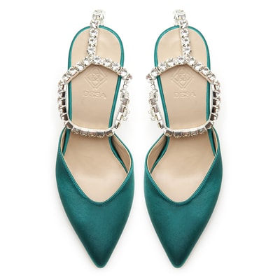 Kadın Yeşil Saten Abiye Ayakkabı