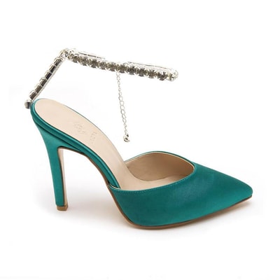 Kadın Yeşil Saten Abiye Ayakkabı