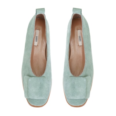 Kadın Yeşil Süet Deri Babet