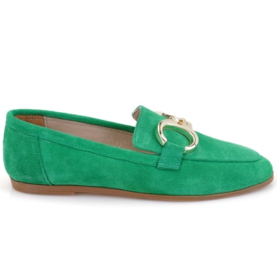 Kadın Yeşil Süet Deri Loafer