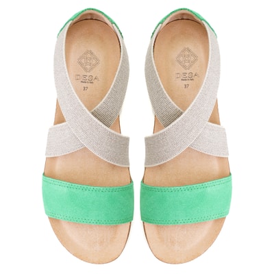 Kadın Yeşil Süet Deri Sandalet