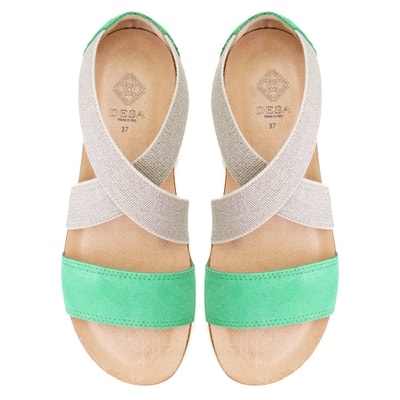 Kadın Yeşil Süet Deri Sandalet