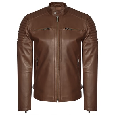 Kahve Barsanofio Erkek Deri Mont