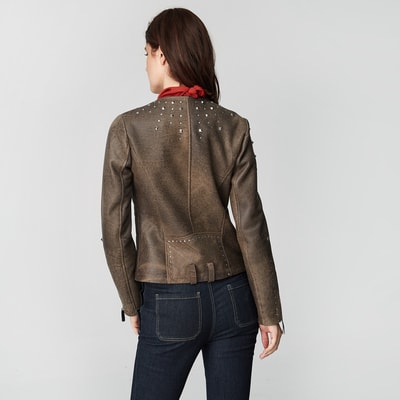 Kahve Breezy Kadın Troklu Deri Mont