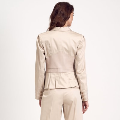 Kahve Deri Detaylı Kadın Ceket