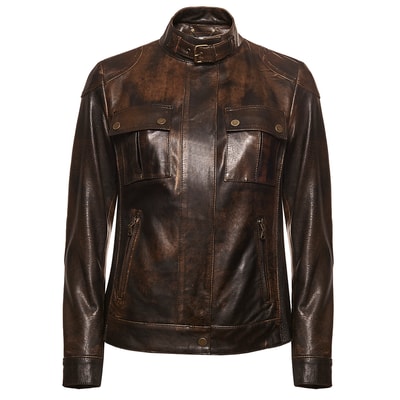 Kahve Ebony Kadın Vintage Deri Mont