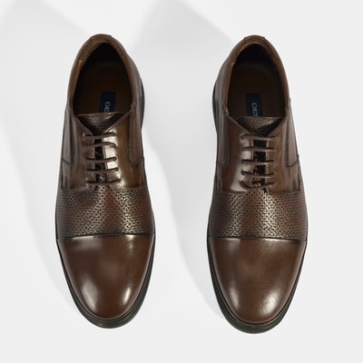 Kahve Erkek Bağcıklı Deri Klasik Ayakkabı