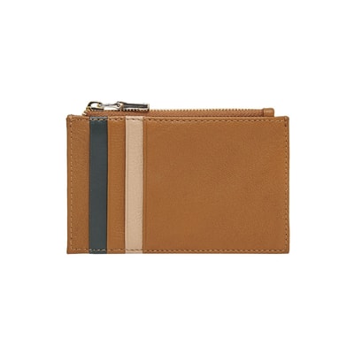 Kahve Fermuarlı Deri Kartlık