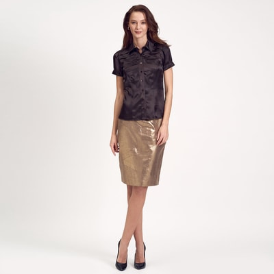 Kahve İpek Kadın Gömlek