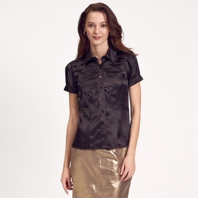 Kahve İpek Kadın Gömlek