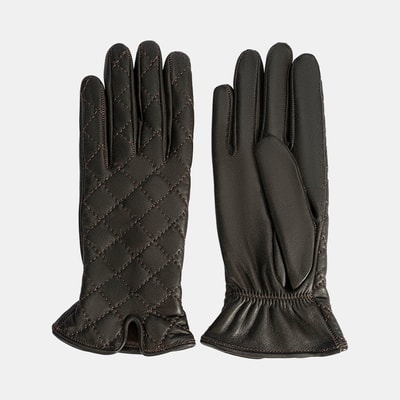 Kahve Kadın Kapitone Deri Eldiven