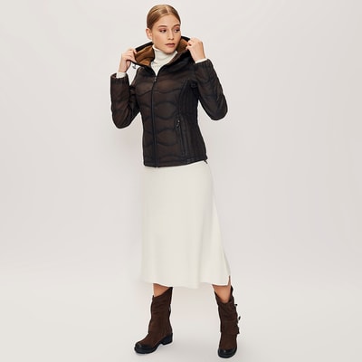 Kahve Nieve Kadın Nubuk Şişme Mont