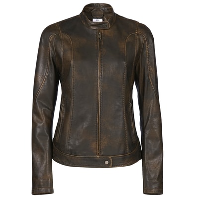 Kahve Tracy Kadın Deri Biker Mont