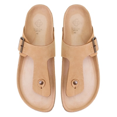 Karen Kahve Erkek Parmak Arası Nubuk Deri Terlik