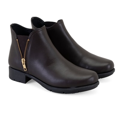 Karlee Kahve Kadın DesaComfort Fermuarlı Deri Bot